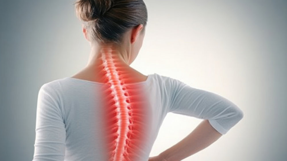 Osteoporosis de la columna vertebral. Problemas de la columna vertebral en la espalda de la mujer